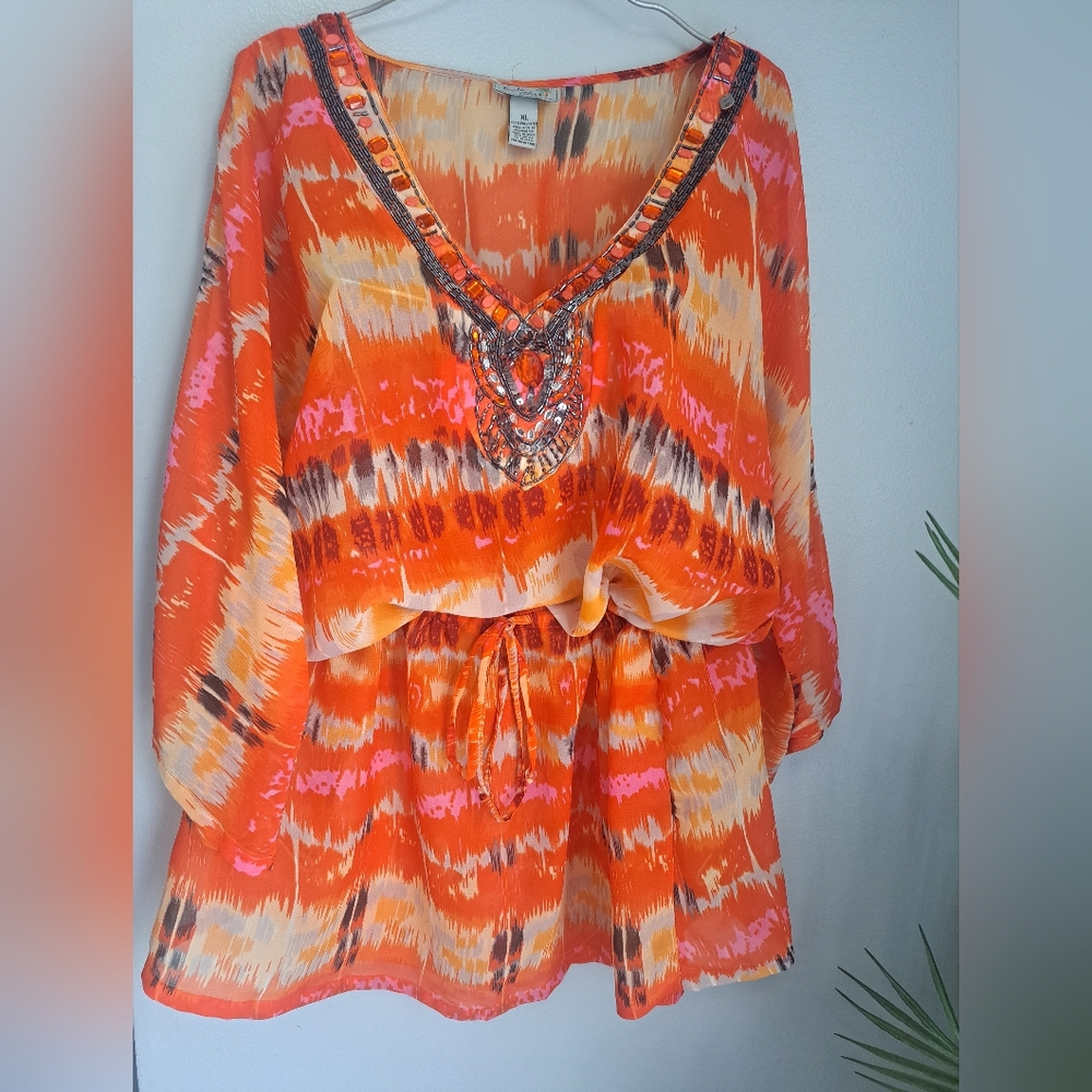 Bali Club Beaded Cover Up Size XL PTP:23" Length 35"